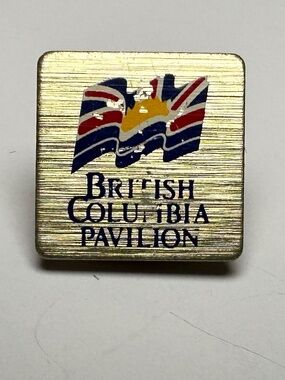 Vintage British Columbia Pavilion Lapel Pin BC Flag Souvenir Gold Tone